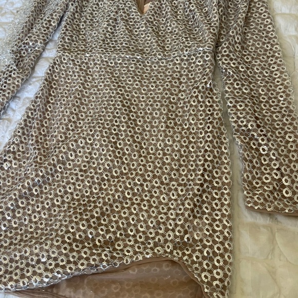 Camila Coelho Thalía Tan Sequin Long Sleeve Bodycon Dress - Picture 5 of 11